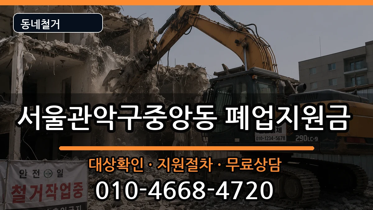 서울관악구중앙동 폐업지원금 서울관악구중앙동 폐업지원금 현장 처리 안내 이미지 1