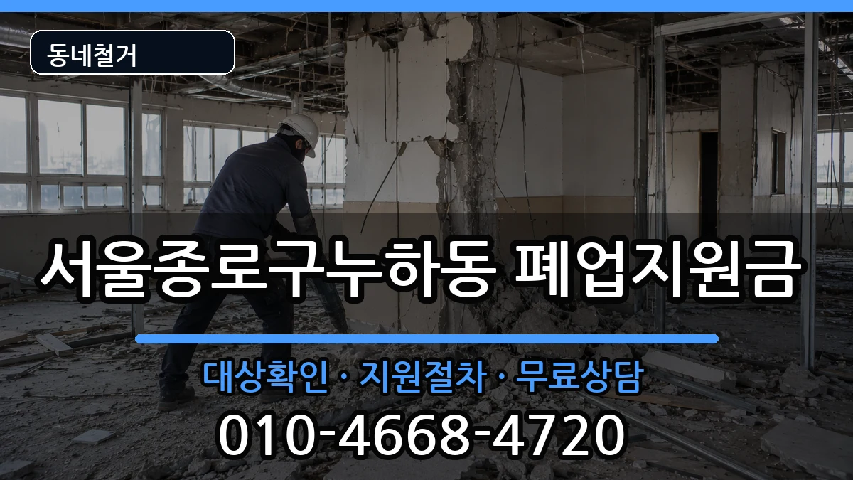 서울종로구누하동 폐업지원금 현장 처리 안내 이미지 1