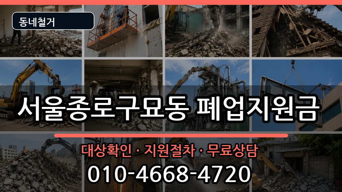 서울종로구묘동 폐업지원금 현장 처리 안내 이미지 1