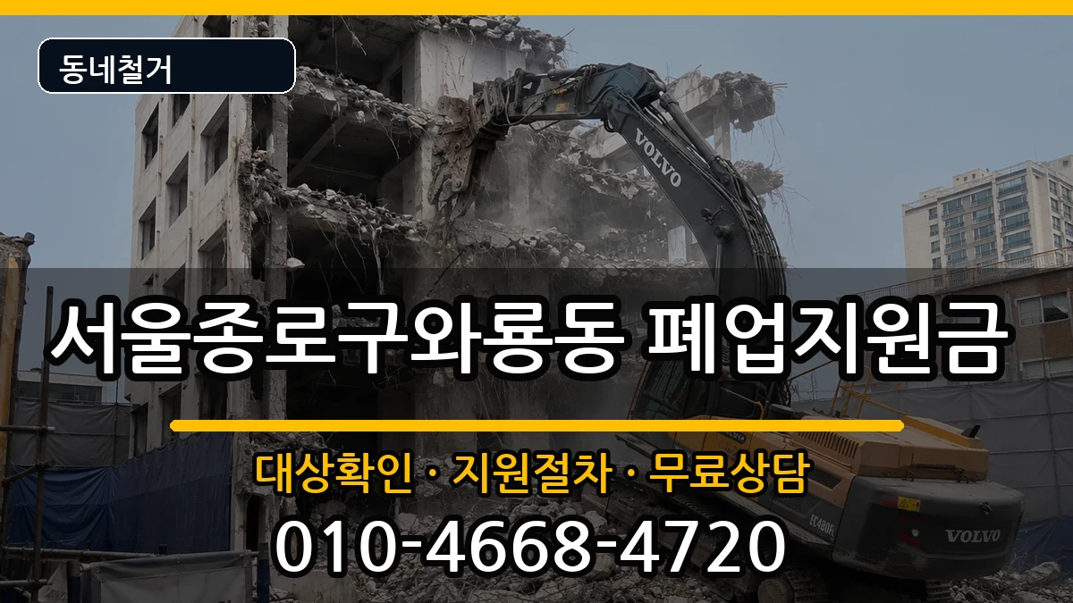 서울종로구와룡동 폐업지원금 서울종로구와룡동 폐업지원금 현장 처리 안내 이미지 1
