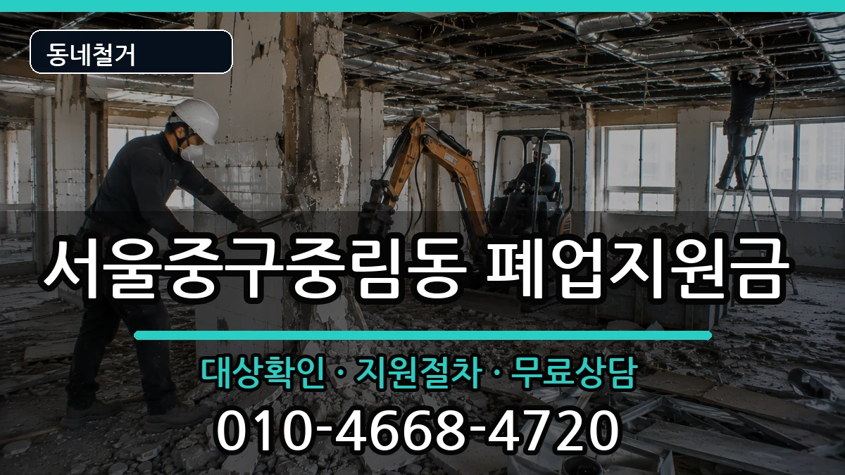 서울중구중림동 폐업지원금 서울중구중림동 폐업지원금 현장 처리 안내 이미지 3