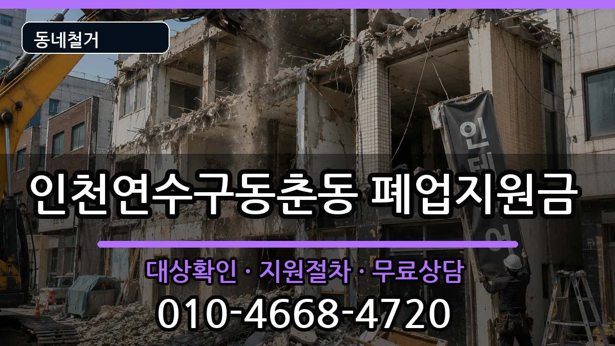 인천연수구동춘동 폐업지원금 인천연수구동춘동 폐업지원금 현장 처리 안내 이미지 2