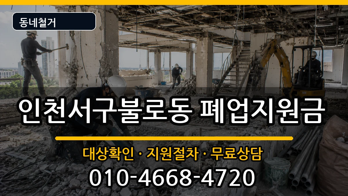 인천서구불로동 폐업지원금 인천서구불로동 폐업지원금 현장 처리 안내 이미지 1