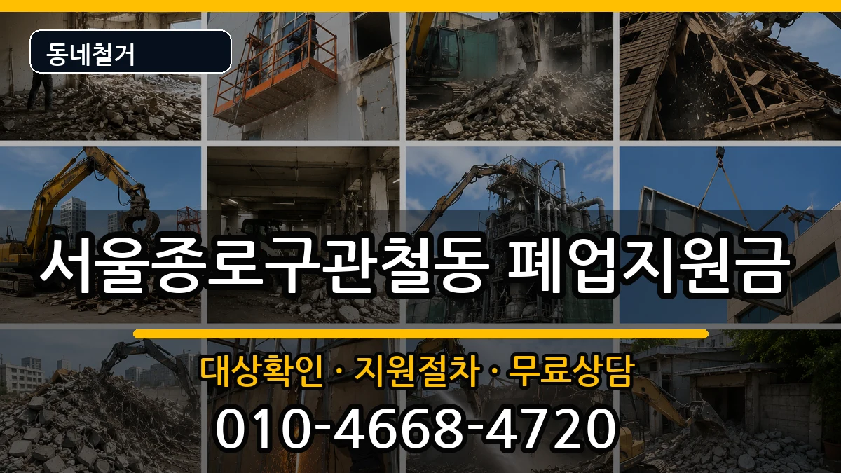 서울종로구관철동 폐업지원금 현장 처리 안내 이미지 1