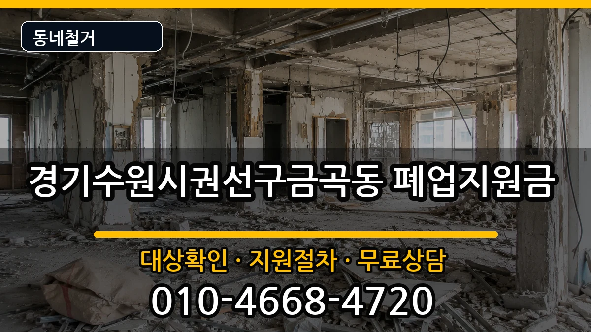경기수원시권선구금곡동 폐업지원금 현장 처리 안내 이미지 3