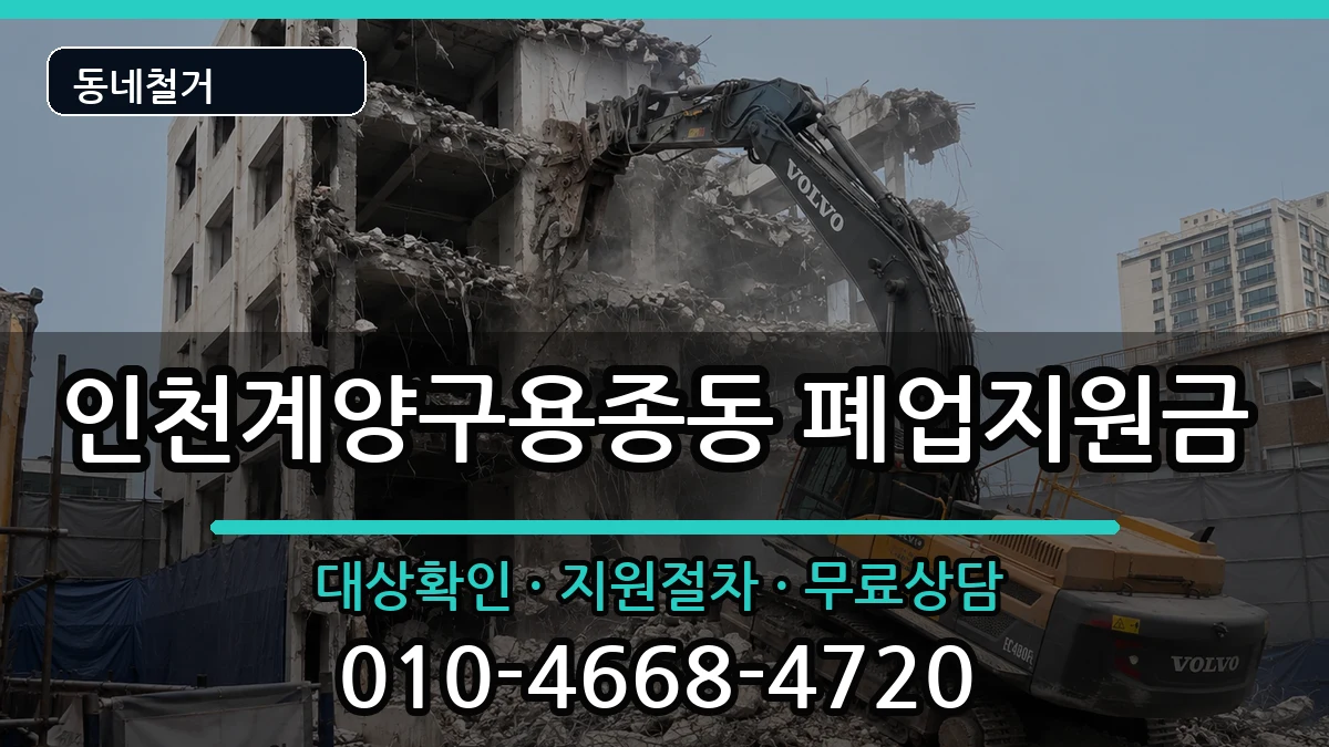 인천계양구용종동  폐업지원금 절차형