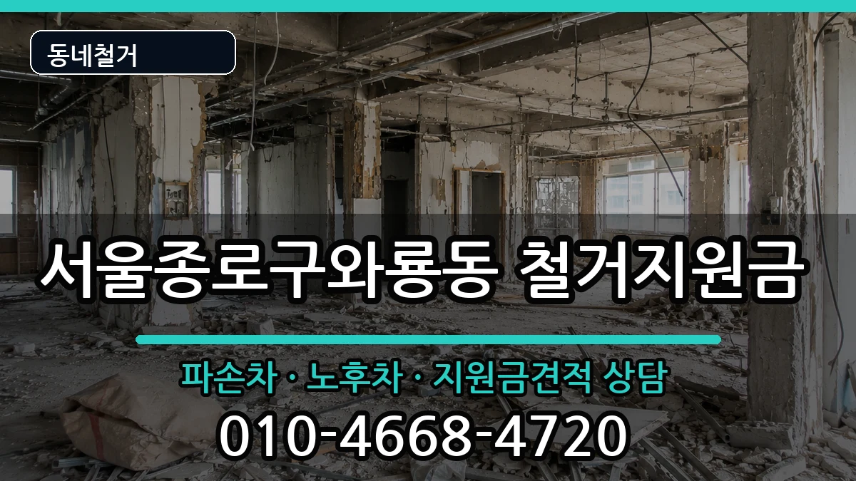 서울종로구와룡동 철거지원금 현장 처리 안내 이미지 2