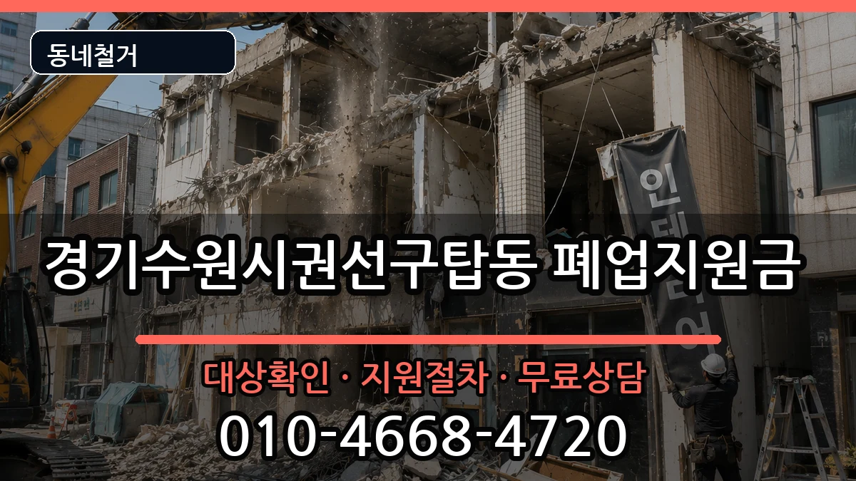 경기수원시권선구탑동 폐업지원금 현장 처리 안내 이미지 2