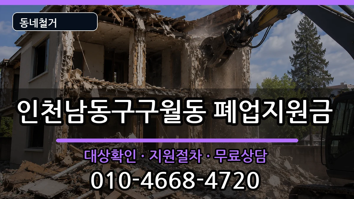 인천남동구구월동 폐업지원금 인천남동구구월동 폐업지원금 현장 처리 안내 이미지 1
