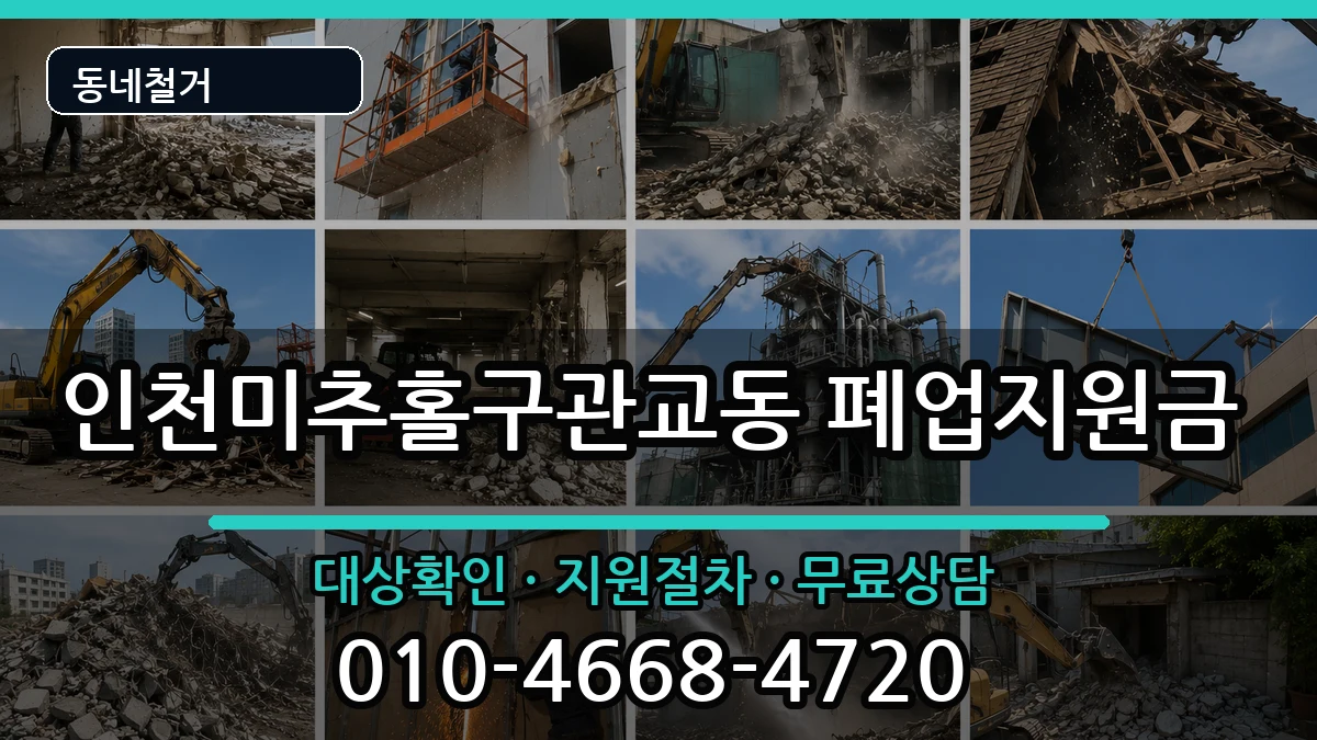 인천미추홀구관교동 폐업지원금 인천미추홀구관교동 폐업지원금 현장 처리 안내 이미지 1