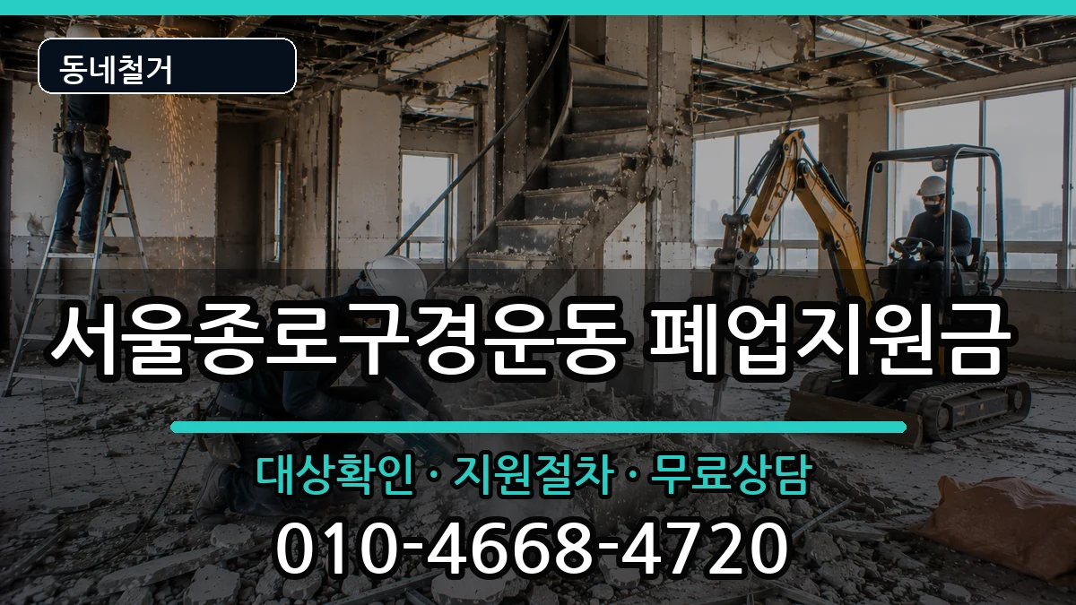 서울종로구경운동  폐업지원금 주의사항형