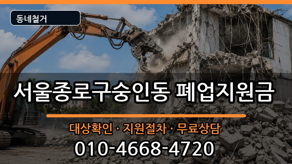 서울종로구숭인동 폐업지원금 서울종로구숭인동 폐업지원금 현장 처리 안내 이미지 2