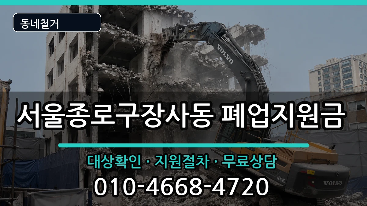 서울종로구장사동  폐업지원금 절차형