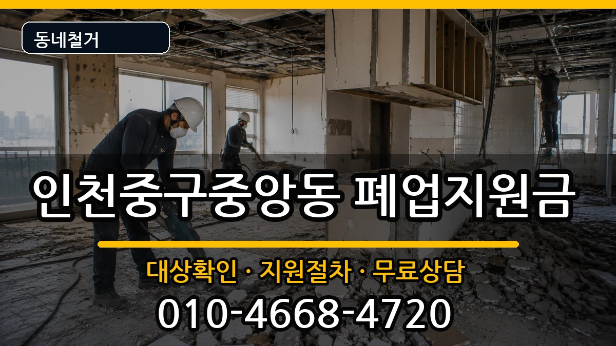인천중구중앙동 폐업지원금 인천중구중앙동 폐업지원금 현장 처리 안내 이미지 1