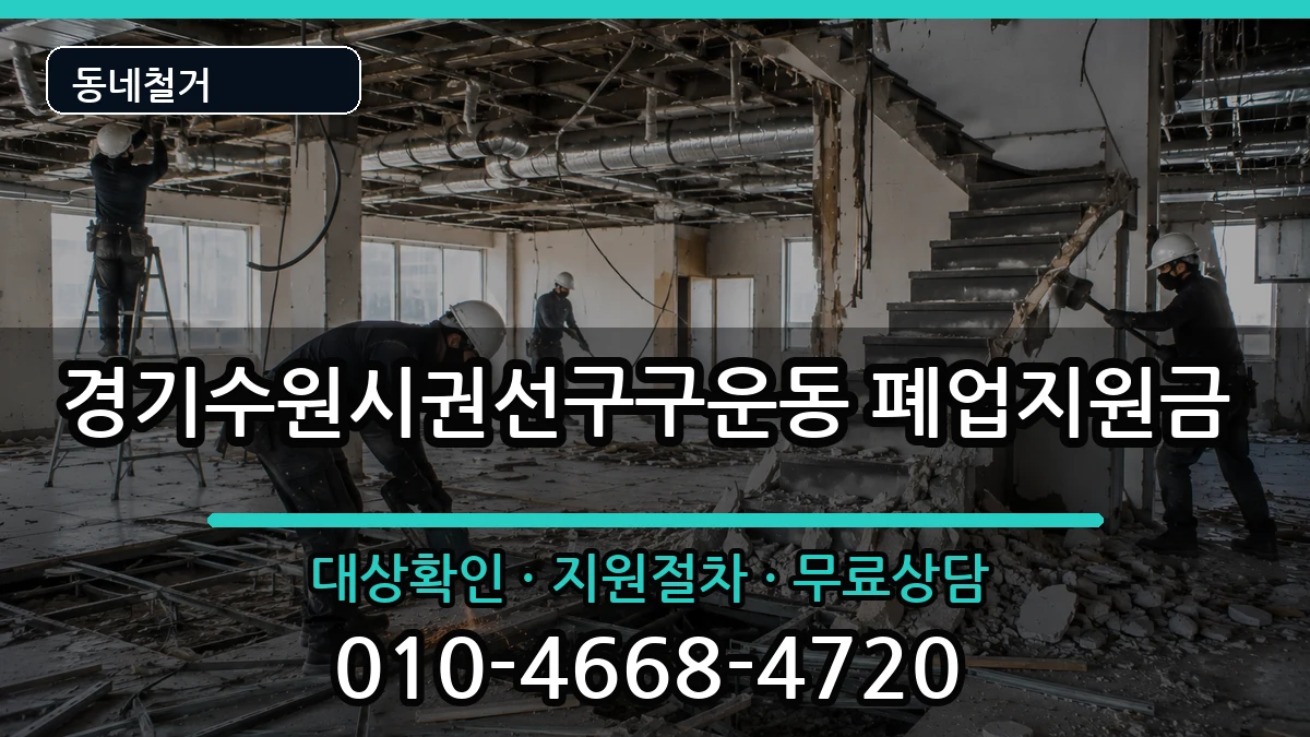 경기수원시권선구구운동 폐업지원금 현장 처리 안내 이미지 1