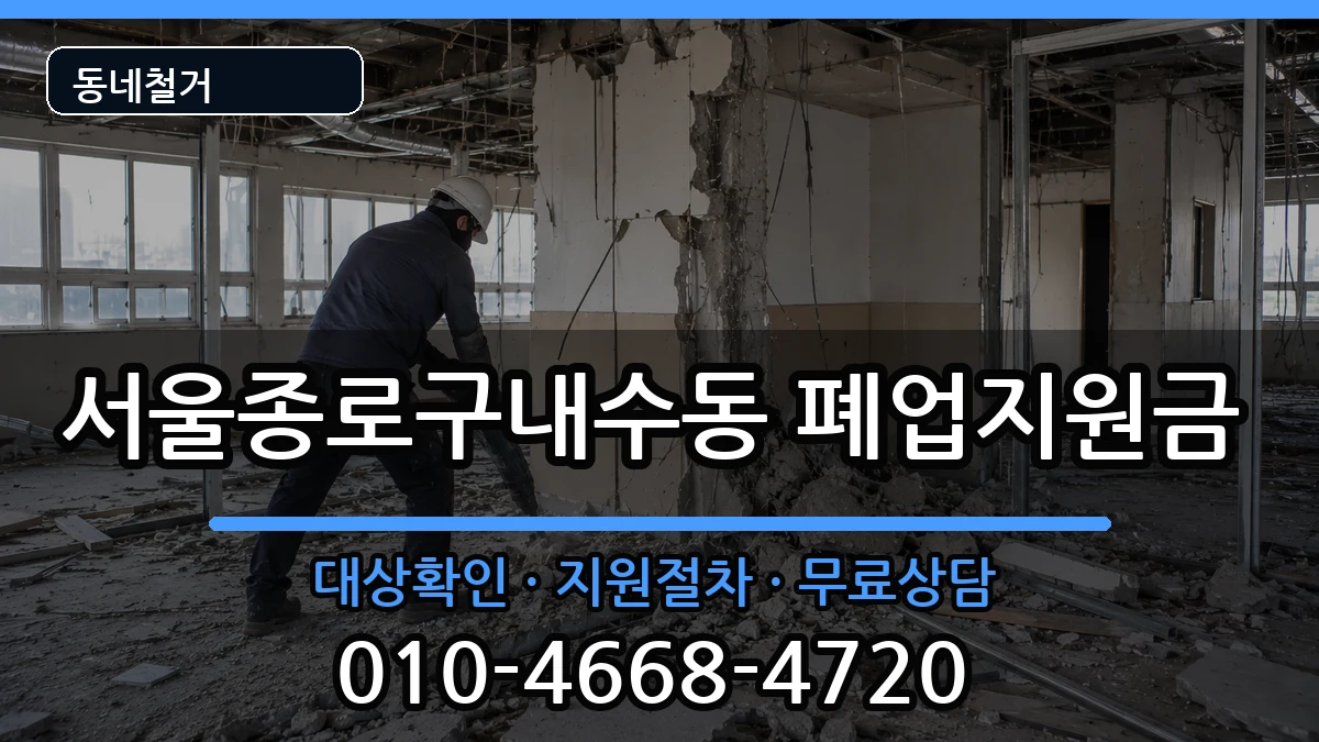 서울종로구내수동  폐업지원금 사례형
