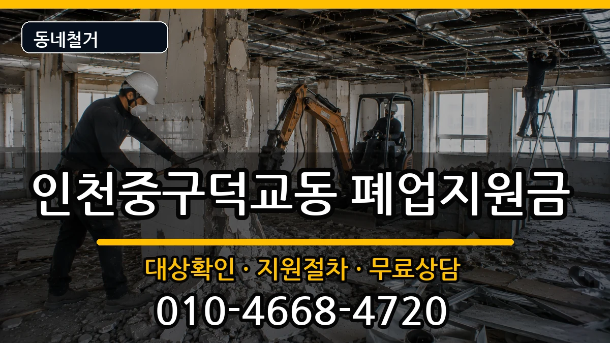 인천중구덕교동 폐업지원금 인천중구덕교동 폐업지원금 현장 처리 안내 이미지 1