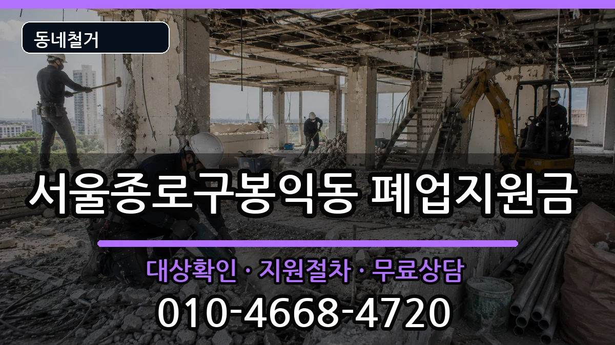 서울종로구봉익동  폐업지원금 주의사항형