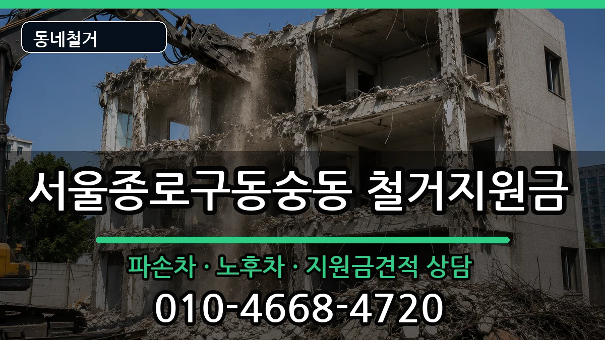 서울종로구동숭동 철거지원금 현장 처리 안내 이미지 2