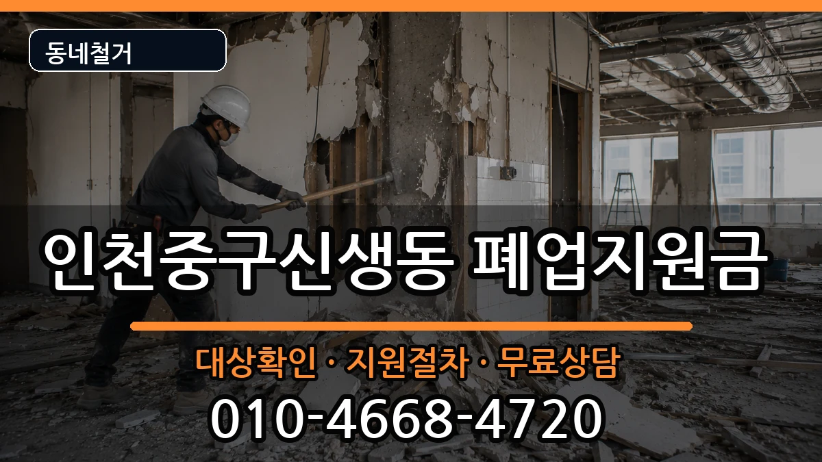 인천중구신생동 폐업지원금 인천중구신생동 폐업지원금 현장 처리 안내 이미지 1