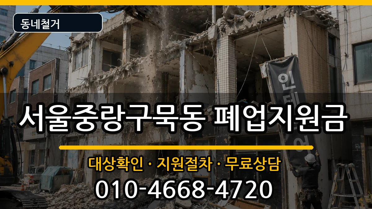 서울중랑구묵동 폐업지원금 현장 처리 안내 이미지 1