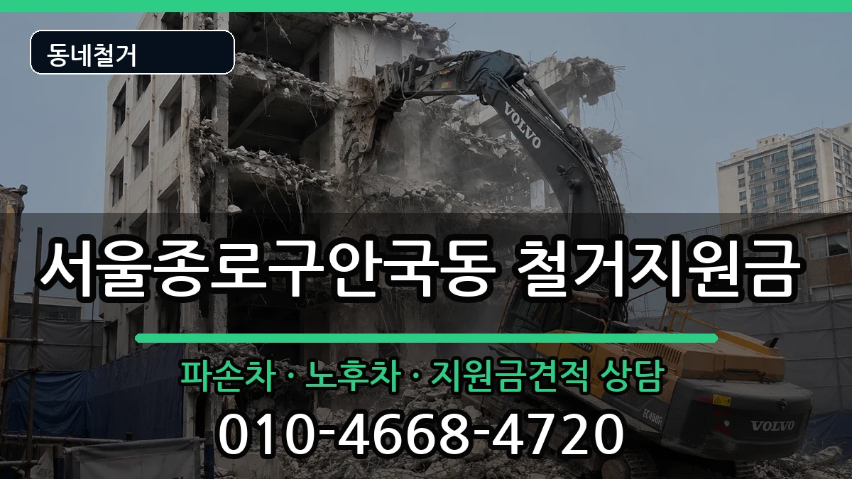 서울종로구안국동 철거지원금 현장 처리 안내 이미지 1