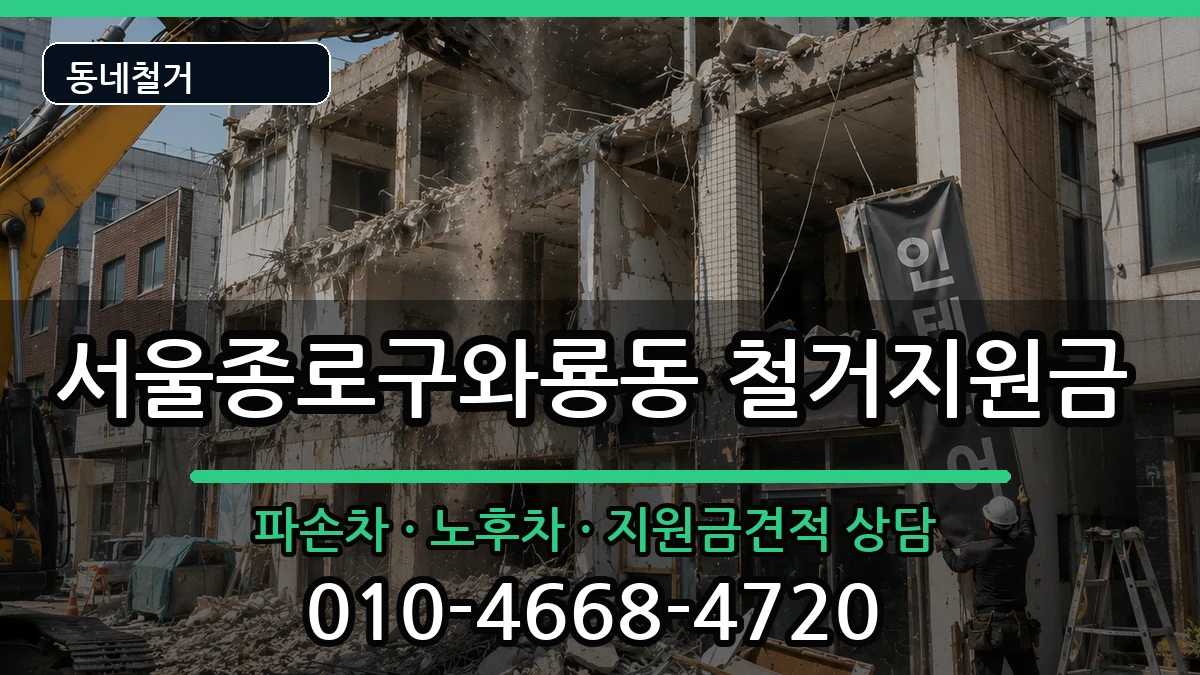 서울종로구와룡동 철거지원금 현장 처리 안내 이미지 1