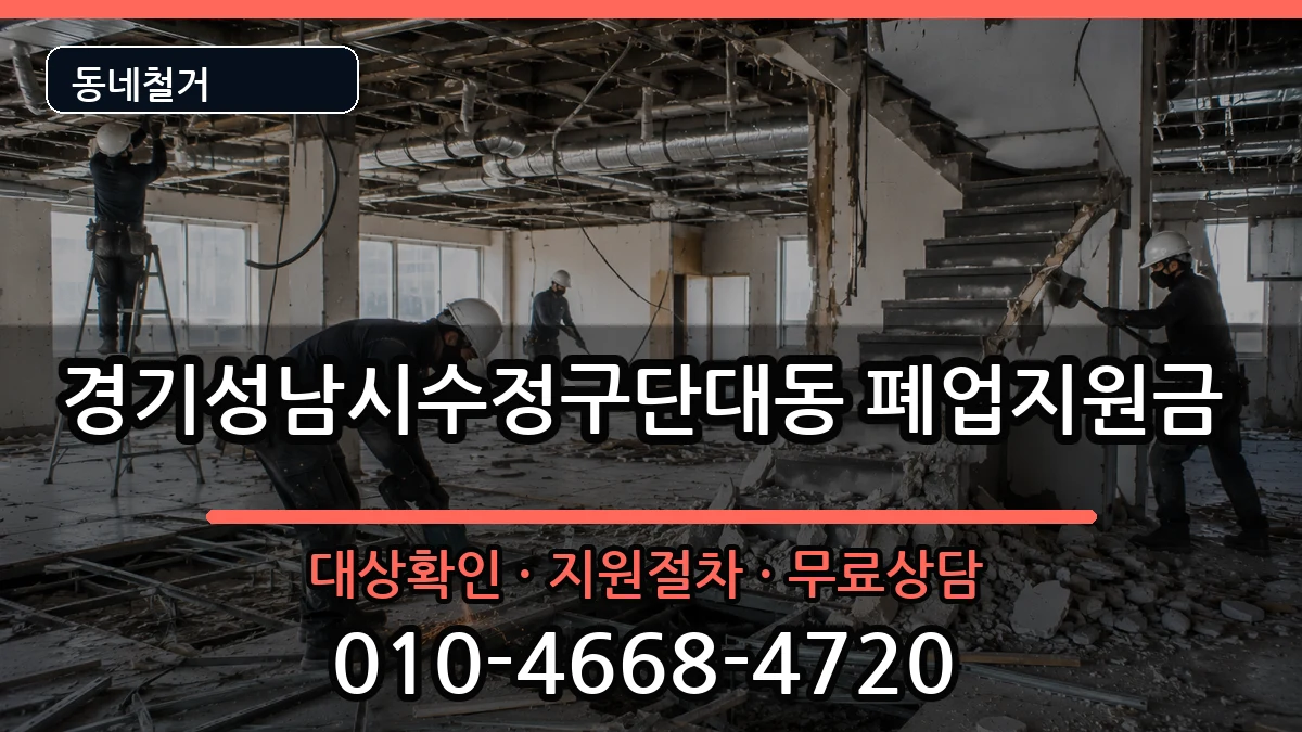 경기성남시수정구단대동  폐업지원금 비용형