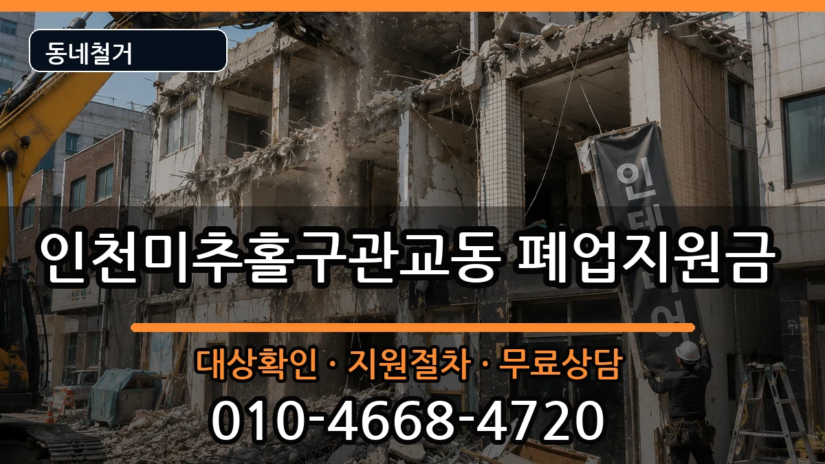 인천미추홀구관교동 폐업지원금 인천미추홀구관교동 폐업지원금 현장 처리 안내 이미지 2