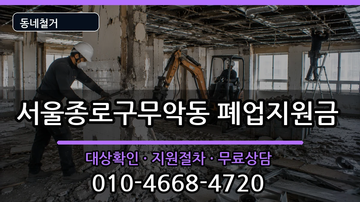 서울종로구무악동 폐업지원금 현장 처리 안내 이미지 2