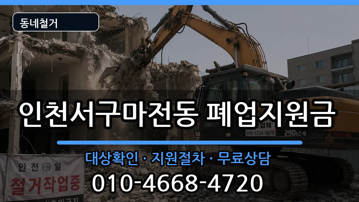 인천서구마전동 폐업지원금 인천서구마전동 폐업지원금 현장 처리 안내 이미지 1