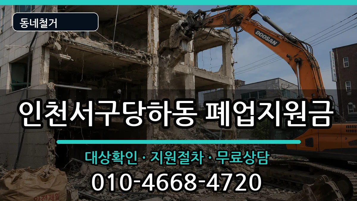 인천서구당하동 폐업지원금 현장 처리 안내 이미지 1