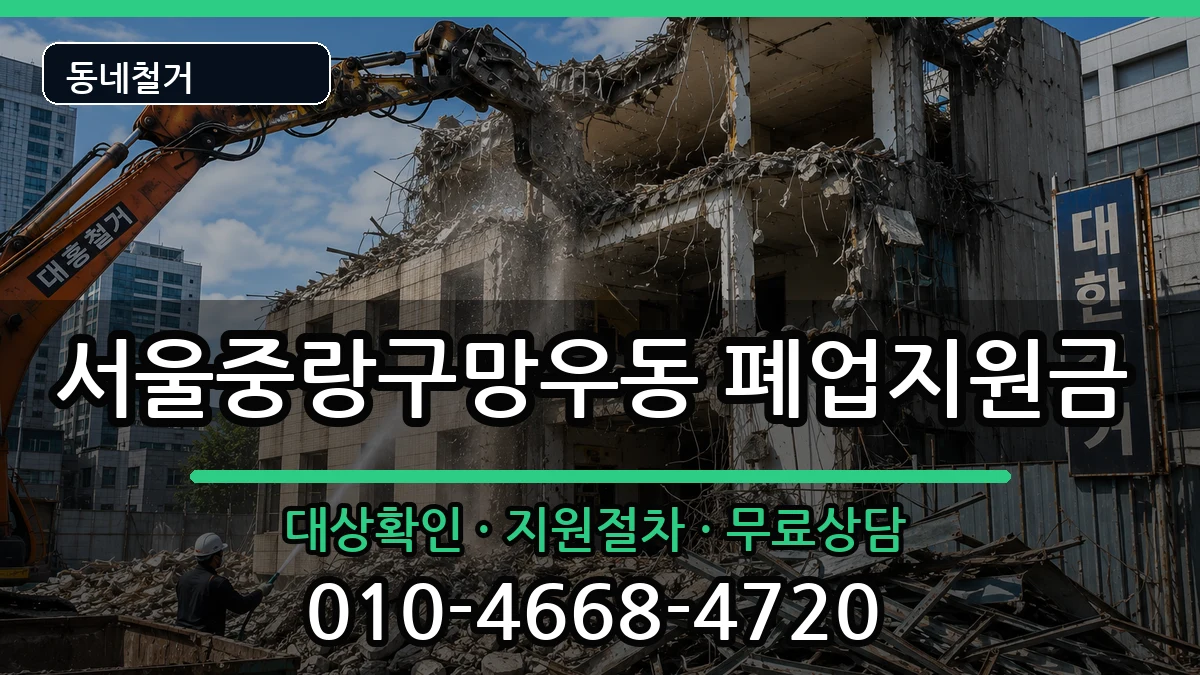 서울중랑구망우동 폐업지원금 서울중랑구망우동 폐업지원금 현장 처리 안내 이미지 1