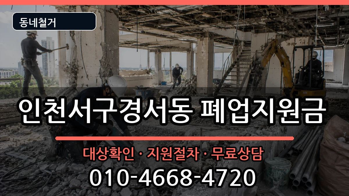 인천서구경서동  폐업지원금 주의사항형
