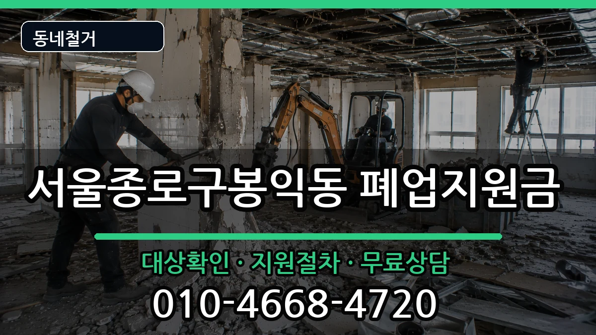 서울종로구봉익동 폐업지원금 서울종로구봉익동 폐업지원금 현장 처리 안내 이미지 1