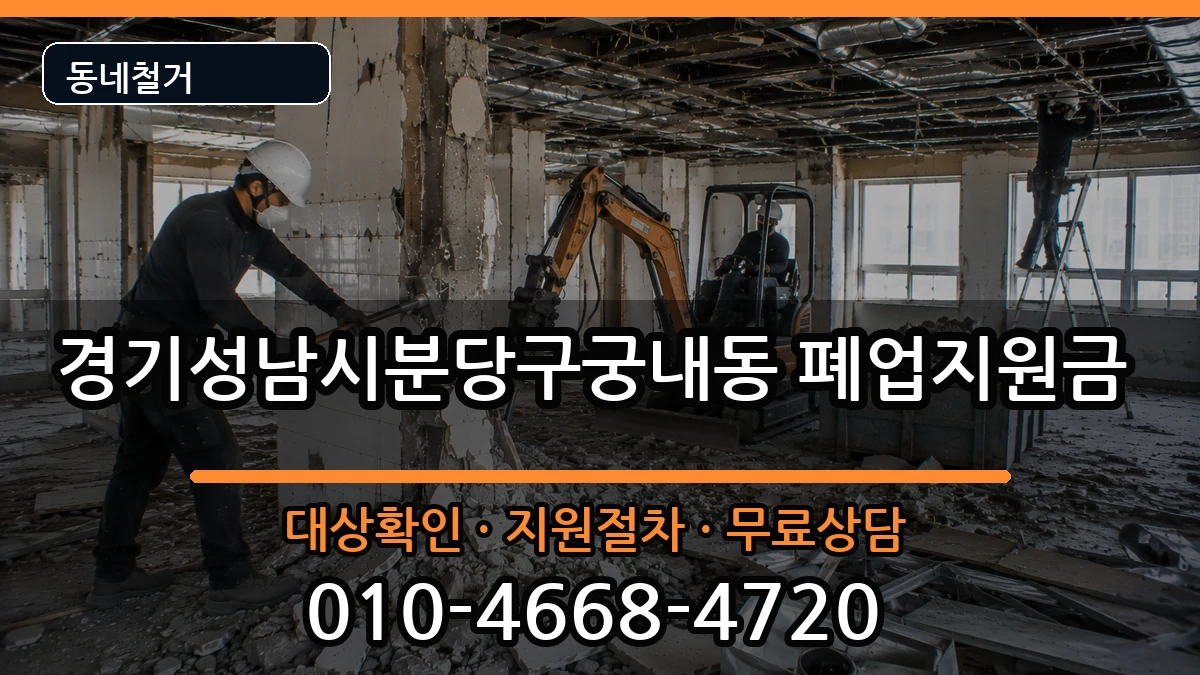 경기성남시분당구궁내동 폐업지원금 경기성남시분당구궁내동 폐업지원금 현장 처리 안내 이미지 1