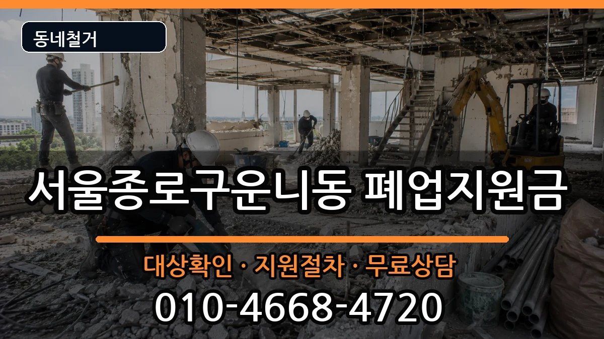 서울종로구운니동 폐업지원금 서울종로구운니동 폐업지원금 현장 처리 안내 이미지 1