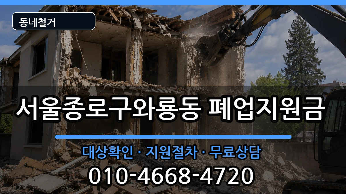 서울종로구와룡동  폐업지원금 지역형