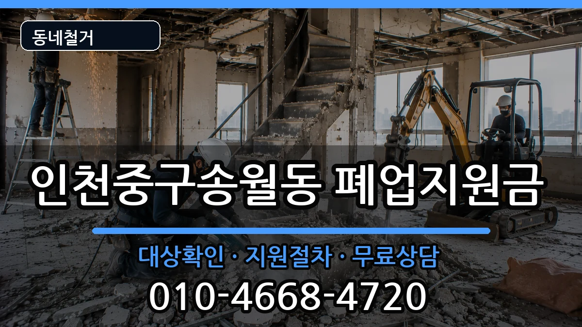 인천중구송월동 폐업지원금 인천중구송월동 폐업지원금 현장 처리 안내 이미지 1