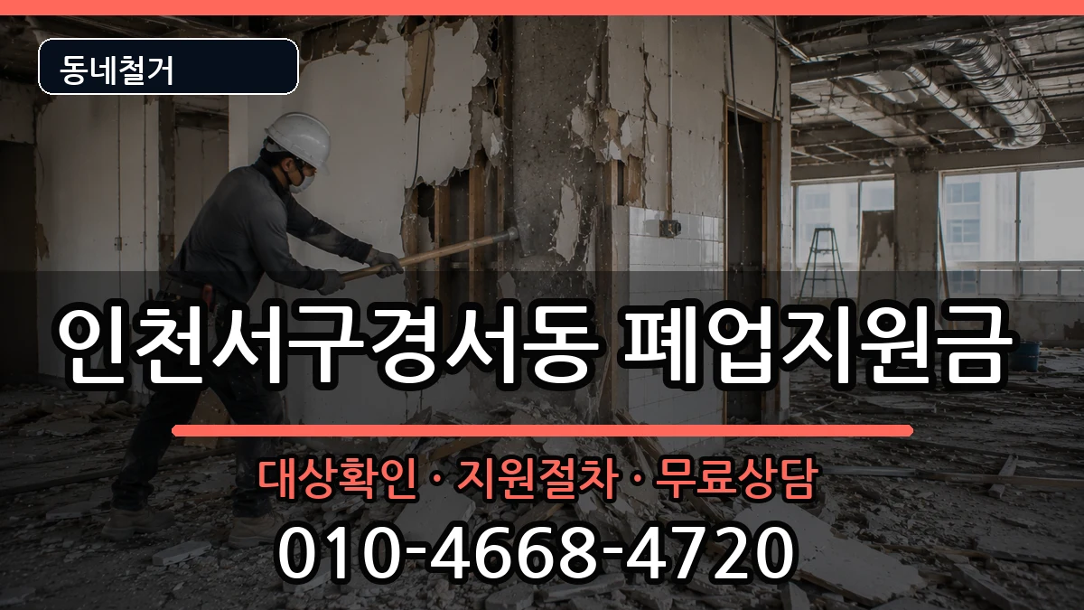 인천서구경서동 폐업지원금 현장 처리 안내 이미지 1