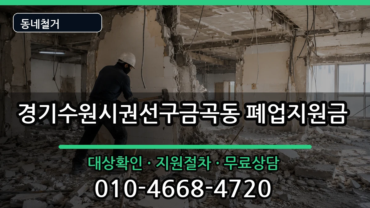 경기수원시권선구금곡동 폐업지원금 현장 처리 안내 이미지 1