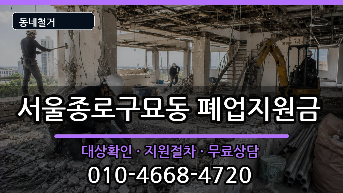 서울종로구묘동  폐업지원금 주의사항형